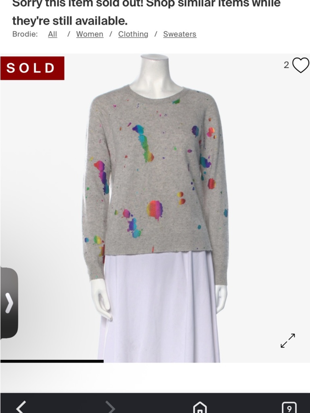 Brodie Cashmere Printed Sweater Size Medium